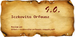 Iczkovits Orfeusz névjegykártya